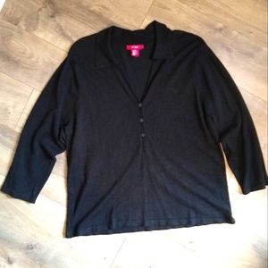 A l Line Woman Anne Klein Black Collar Button down sweater. 1X